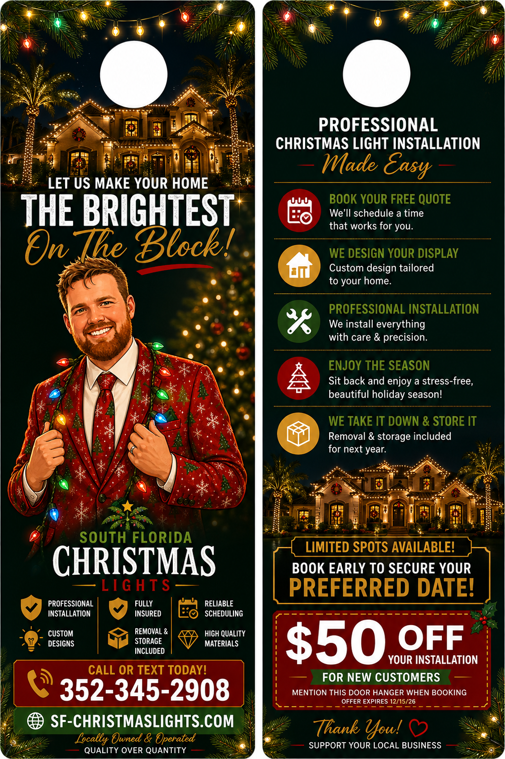 South Florida Christmas Lights door hanger
