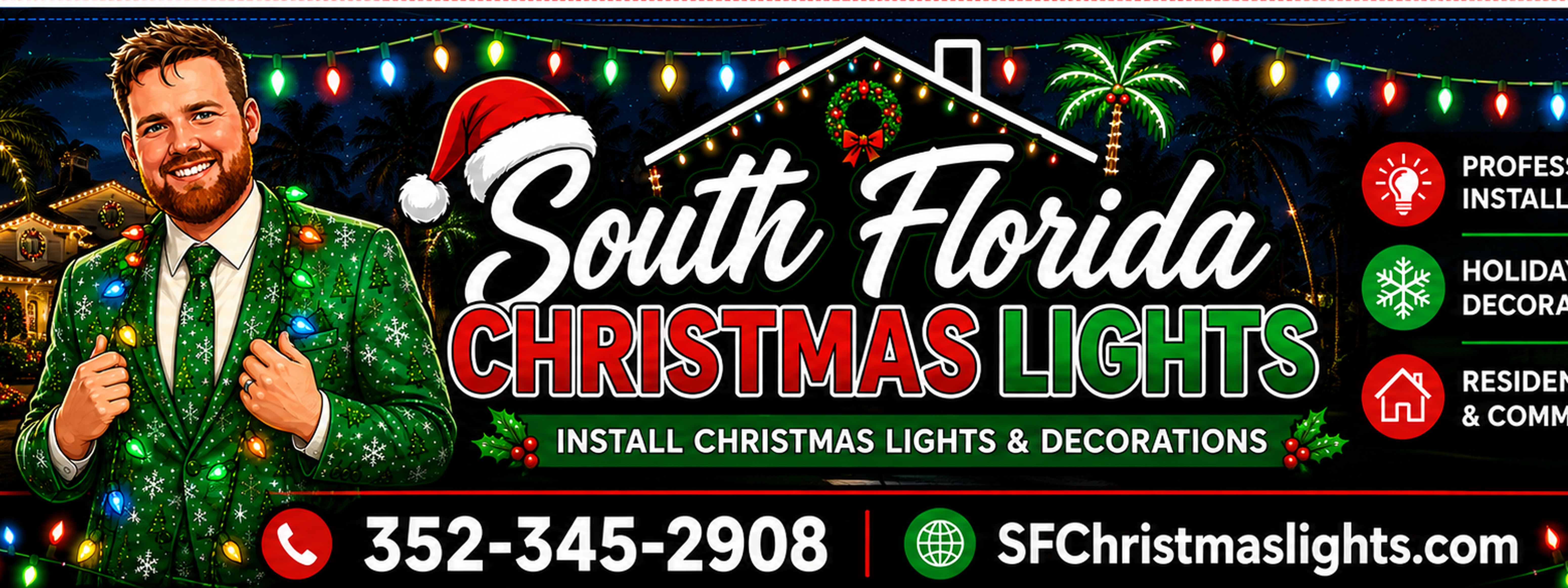 South Florida Christmas Lights truck decal branding
